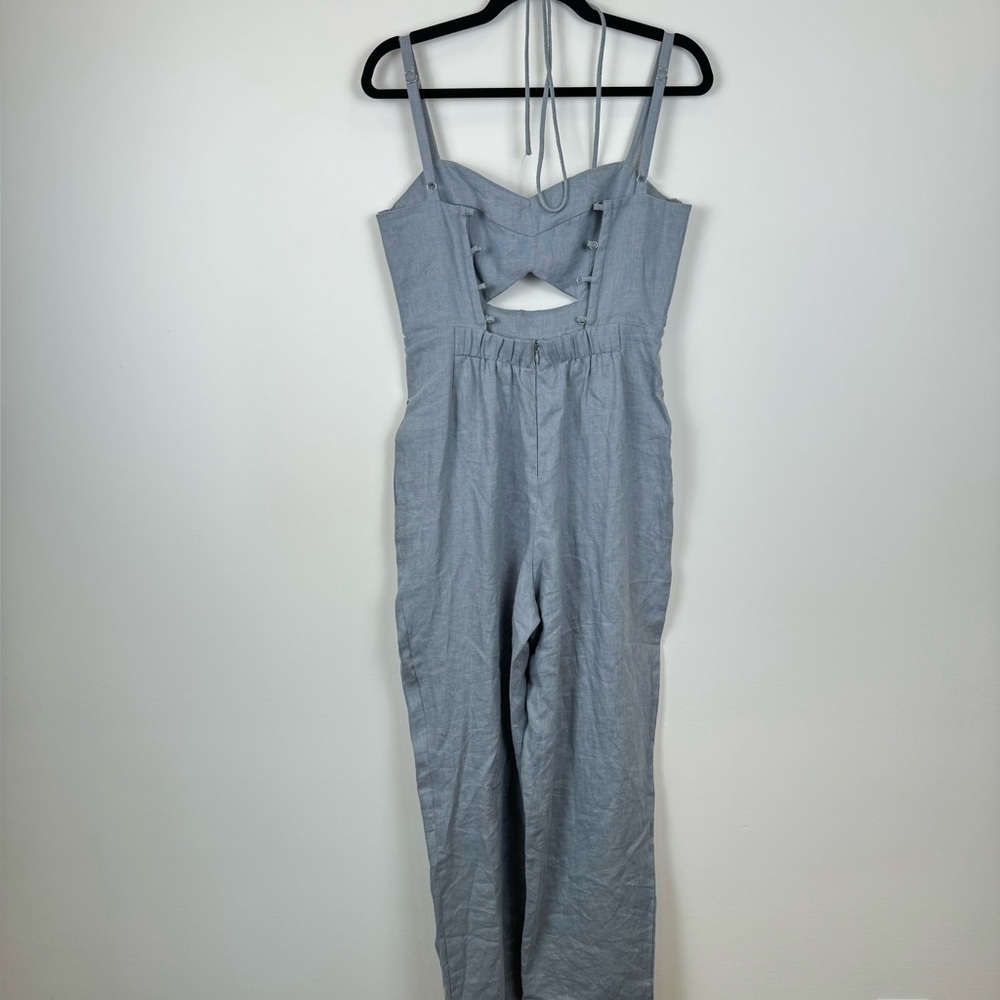 ASTR Light Blue Ilona Cutout Linen Jumpsuit XS - Picture 4 of 9